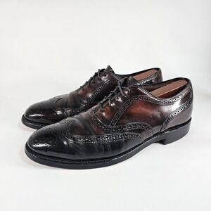Vtg Bostonian Windsor Burgundy Shell Cordovan Shoes 10C Burnished Wingtip Brogue